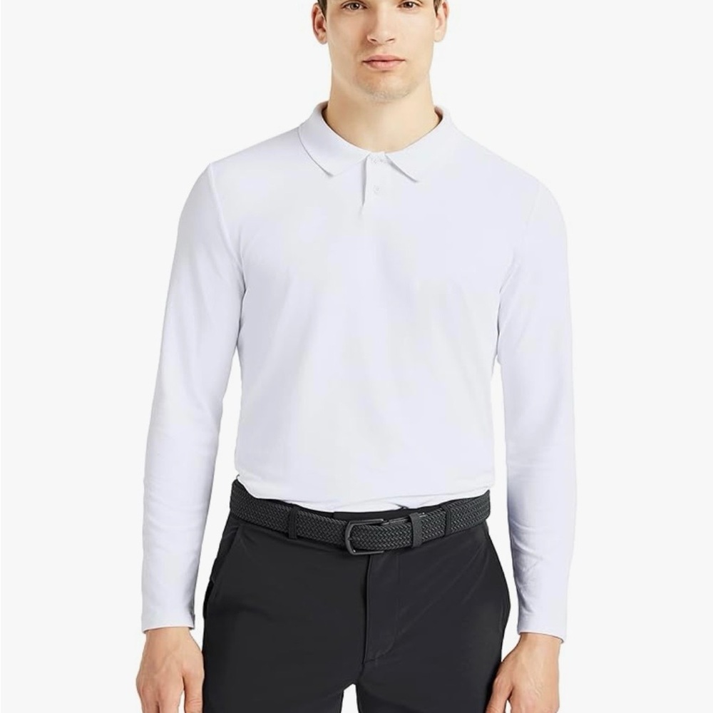 Classic White Long Sleeve Polo Shirt